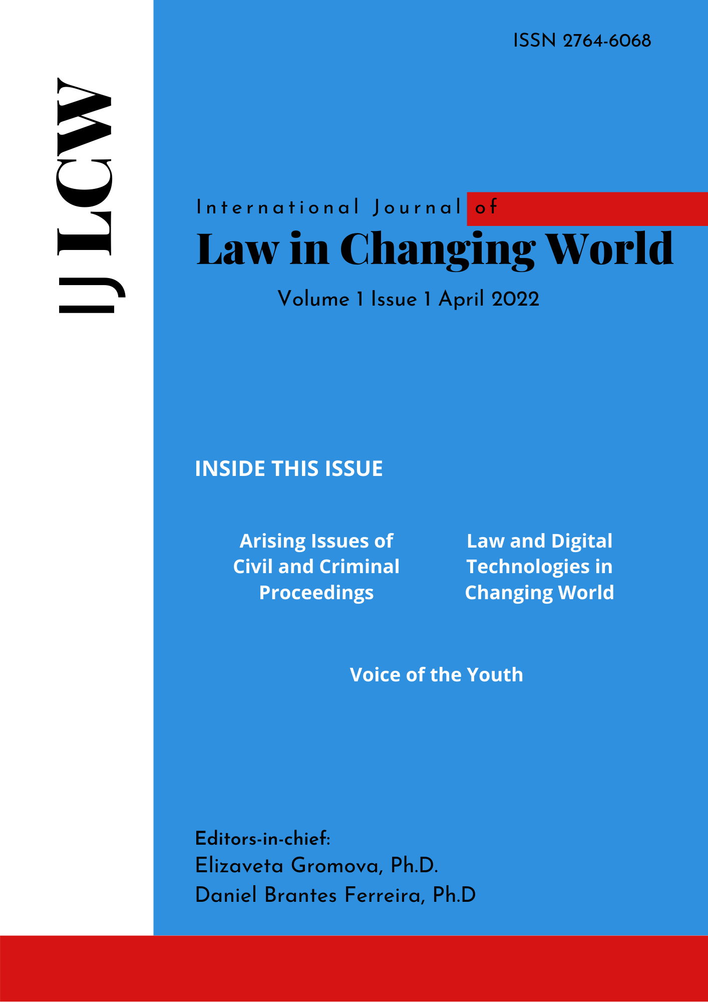blue Regular Issue cover for the International Journal of Law in Changing World ISSN 2764-6068